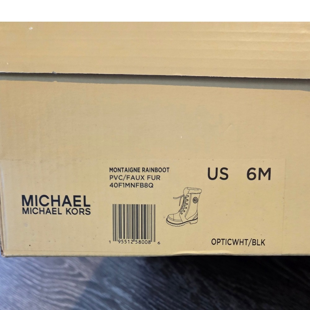 Michael Kors Whute Montaigne Faux Shearling-Lined PVC Rain Boot Size 6 - Picture 12 of 12
